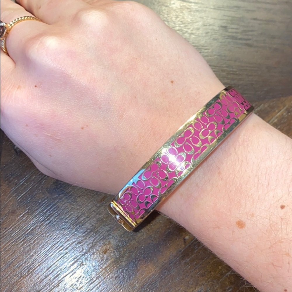 Coach Hot Pink and Gold Bracelet